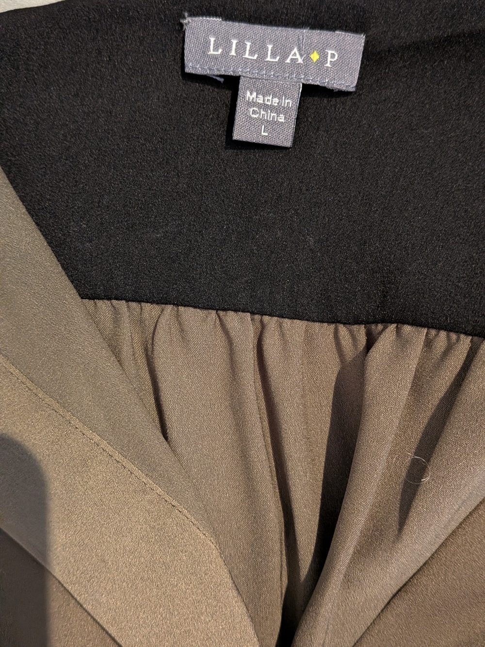 Lilla P Taupe Dress with Black Yoke